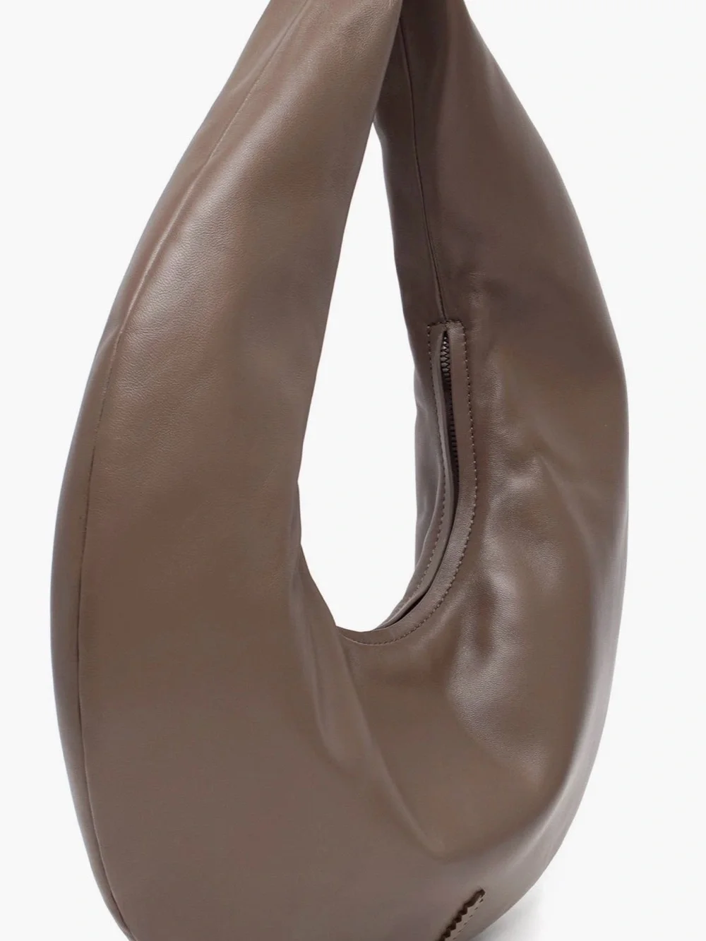 Thacker Ceil Leather Hobo Bag Mushroom Brown Oversized Crescent NWT